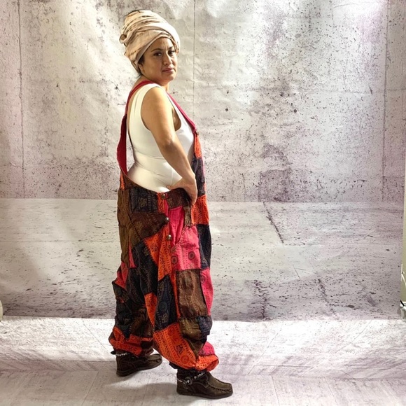 Handmade batik patchwork jumpsuit One Plus Size - Picture 2 of 11